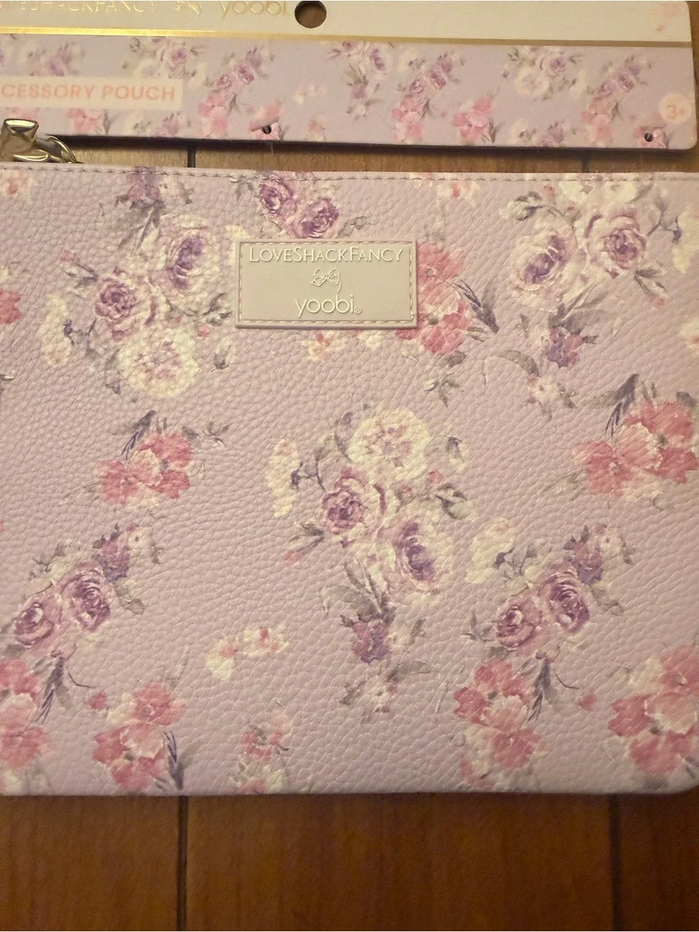 LoveShackFancy Floral Accessory Pouch Set in Light Lavender and Pink